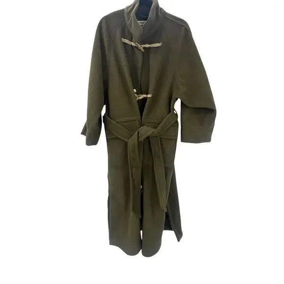 Free People Relaxed Fit Alma Longline Duffle Coat in Olive Oversized XS/ S NWT